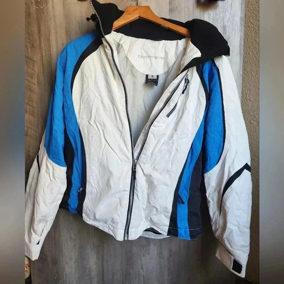 Obermeyer Size 4 Blue, White & Black Polyester Zip Up Hooded Snow Jacket - Picture 2 of 14